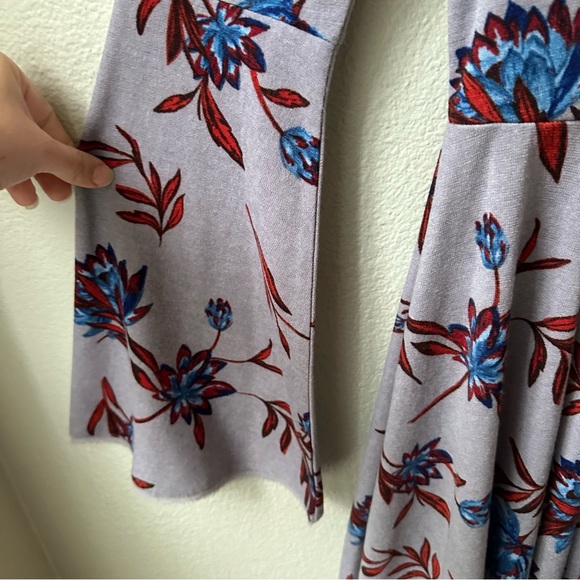 kimchi blue urban outfitters purple floral trumpet sleeve skater dress womens M - Picture 5 of 8